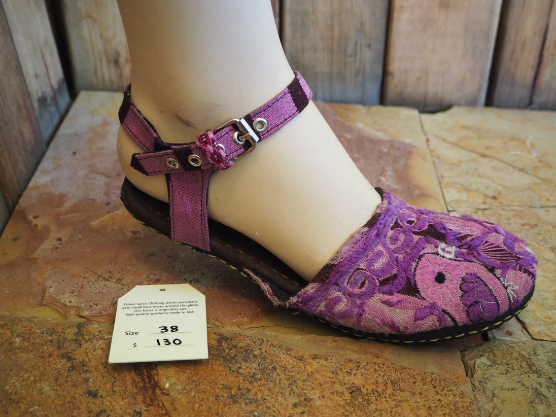 purple birds and flower on purple stripes