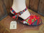 red and pink flowers on tartan