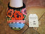 orange and pink flowers on pastel stripes