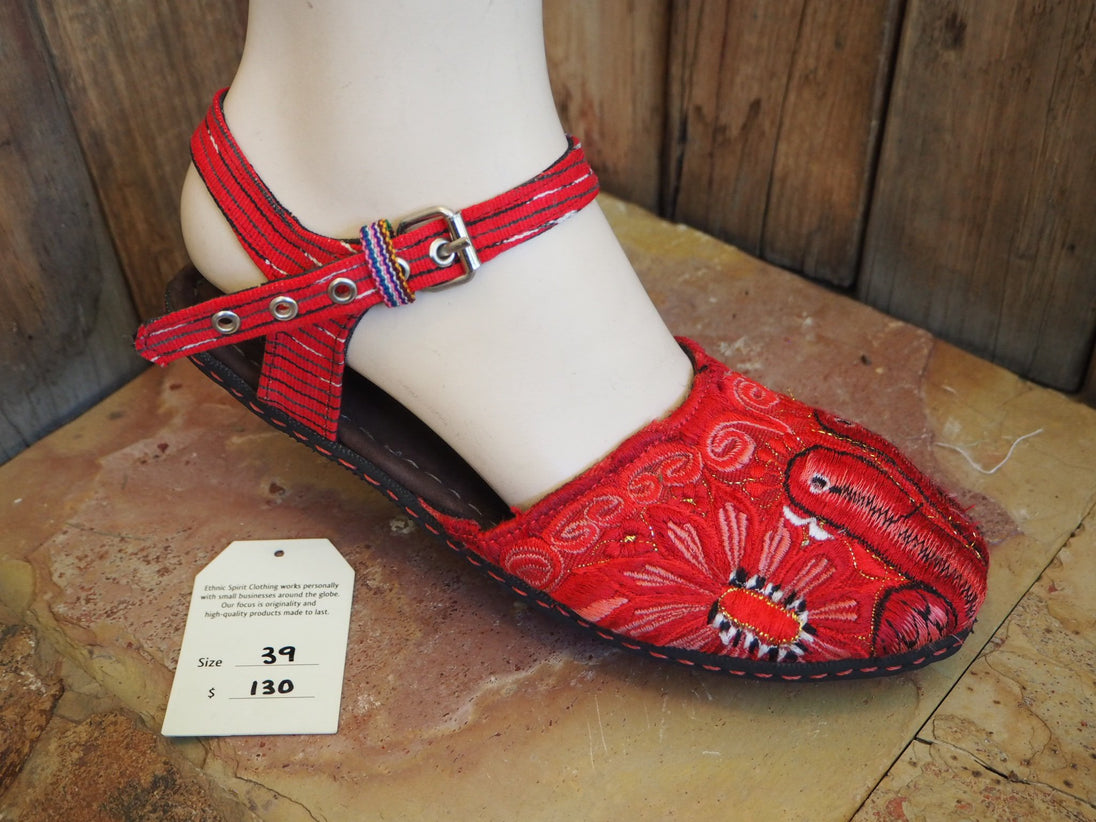 red birds and flowers